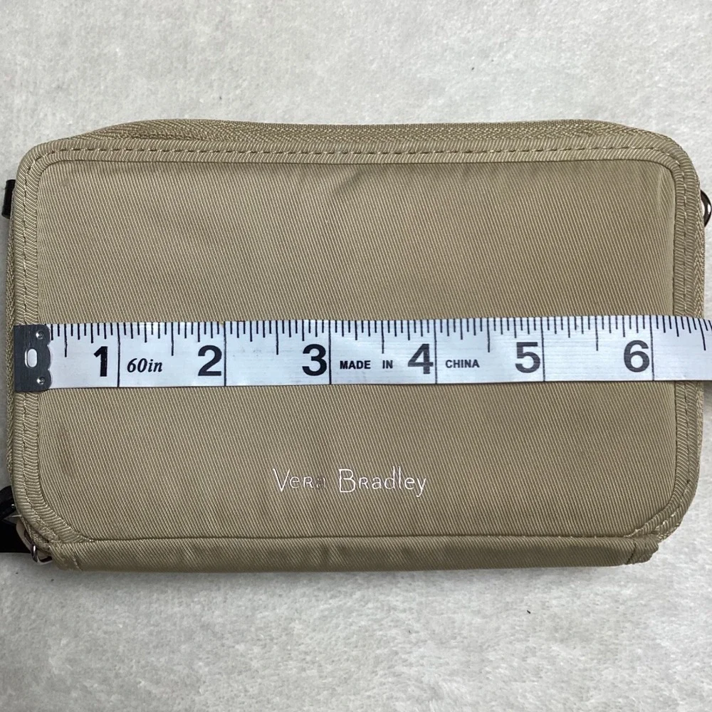 Vera Bradley Tan Nylon RFID All in One Crossbody Wallet Bag Floral Paisley Lined